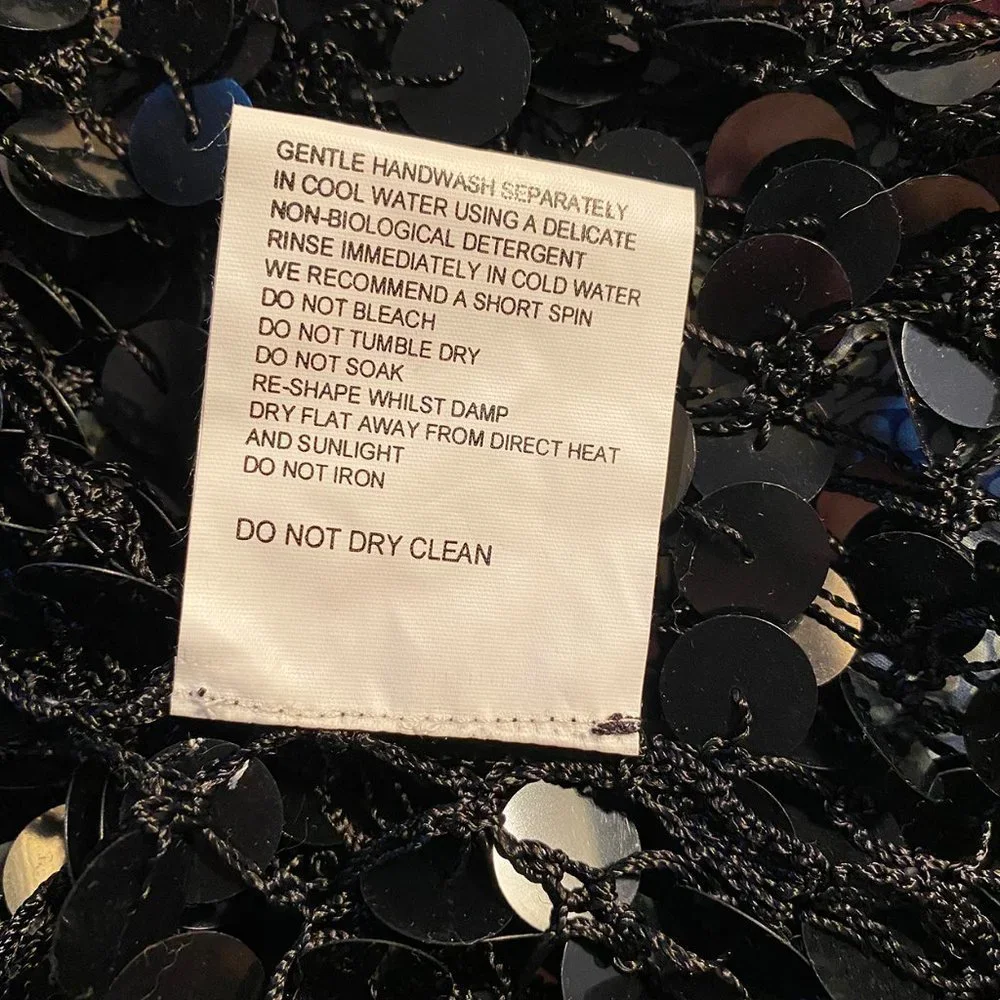 Beaded Black Crocheted Coverup XS/S NEW - Picture 8 of 9